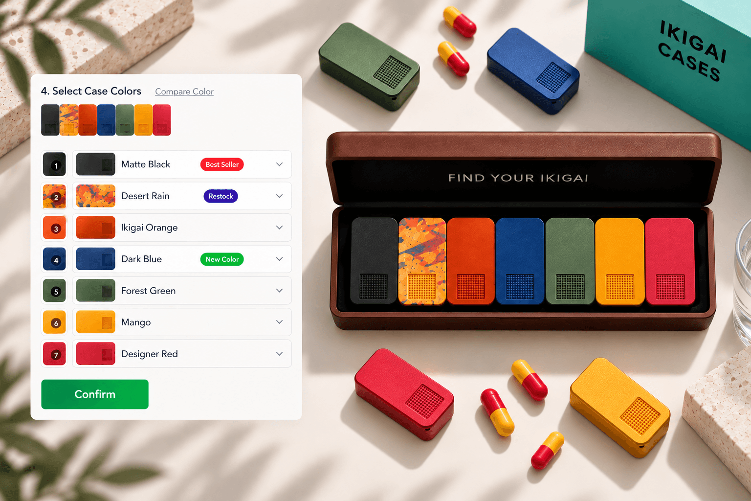 Screenshot: Preserving configurable pill case bundles across Shopify